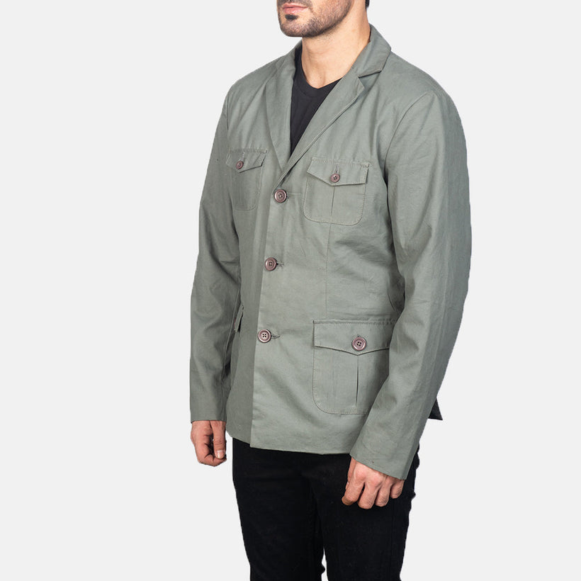Kajetan Gris Safari Chaqueta de Cuero para Hombre