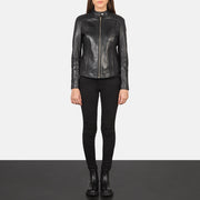 Kelsee Chaqueta Biker de Cuero para Mujer – Vista alternativa del producto 4