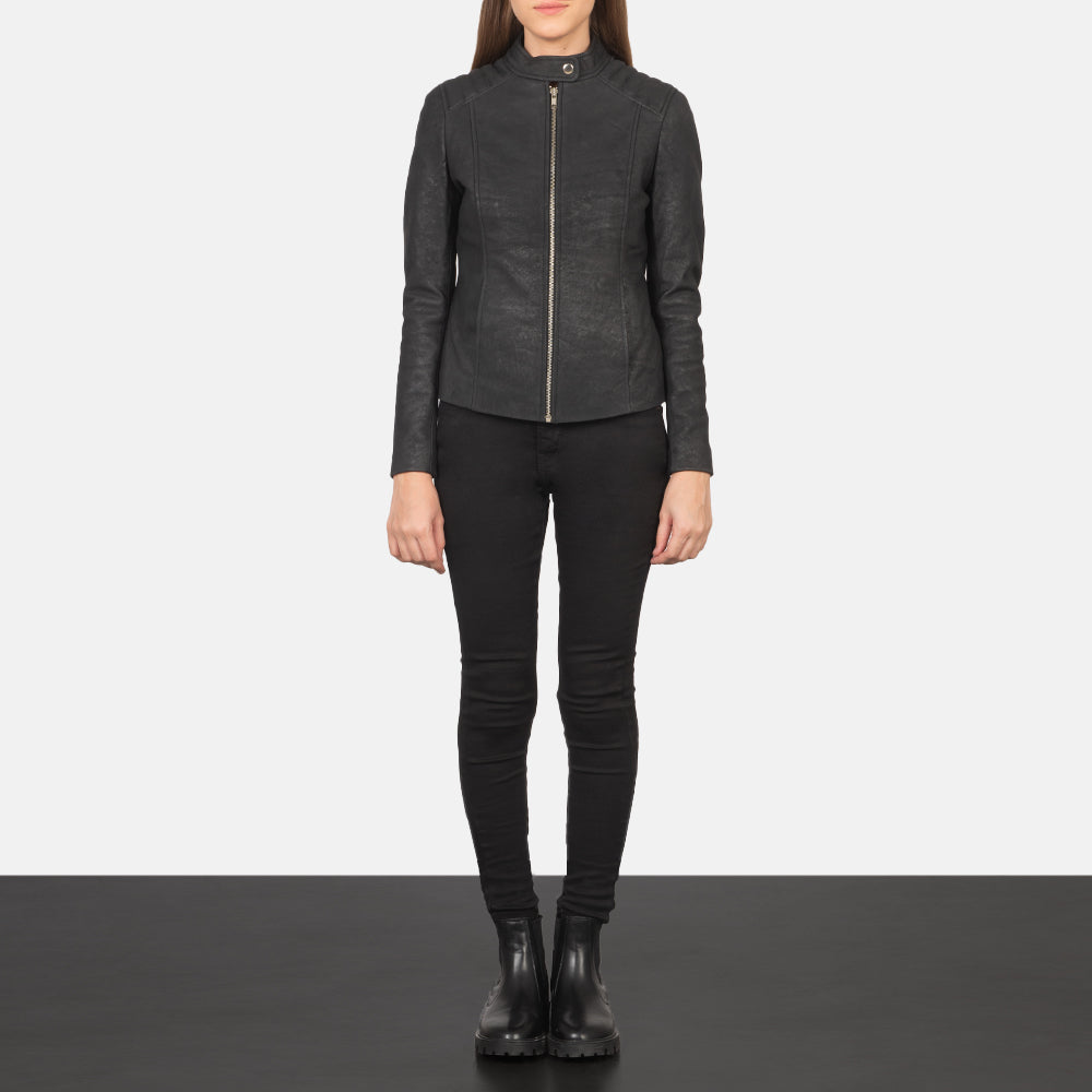 Kelsee Chaqueta Biker de Cuero para Mujer – Vista alternativa del producto 3