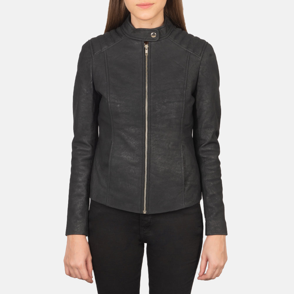Kelsee Chaqueta Biker de Cuero para Mujer – Vista alternativa del producto 4