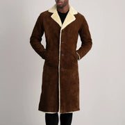 
Vista de detalle of Notch & Button Hardware on Kolby Brown Suede Shearling Long Coat