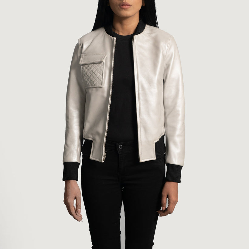 Lana Silver Cazadora Bomber de Cuero para Mujer