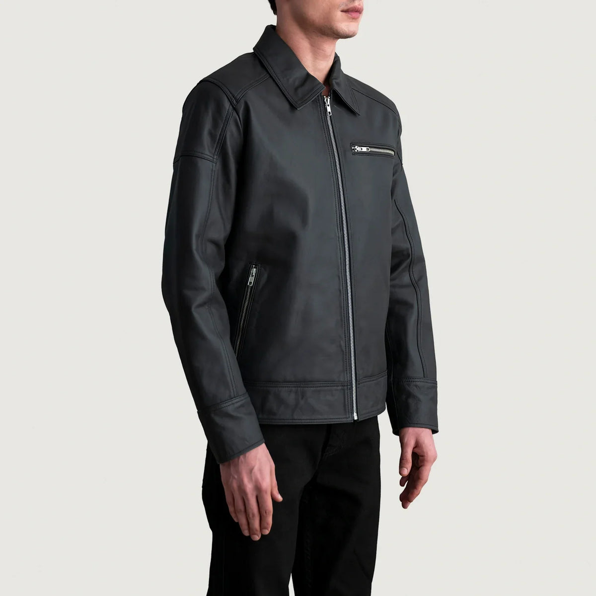 Lavendard Chaqueta Biker de Cuero para Hombre – Vista alternativa del producto 2