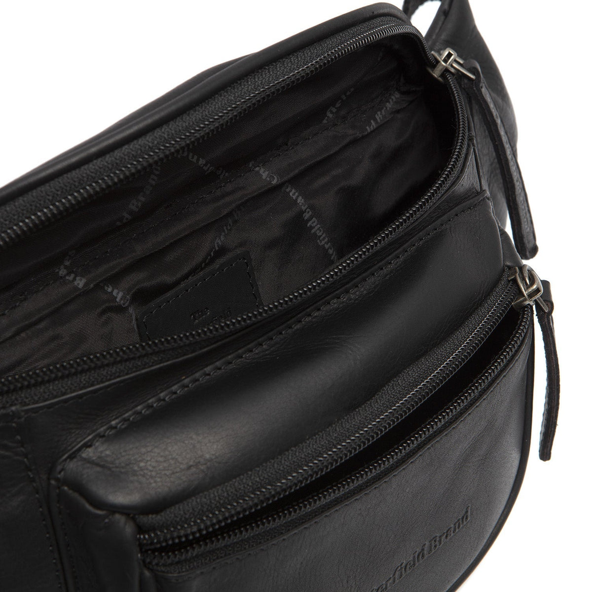 Solid Antique Brass Hardware &amp; Heavy-Duty Dual Zipper Detail on Jack Full-Grain Cinturón de Cuero Bag para Mujer