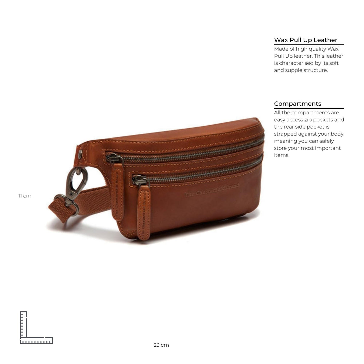 
Cognac Leather Belt Bag Toronto, detail view 8
