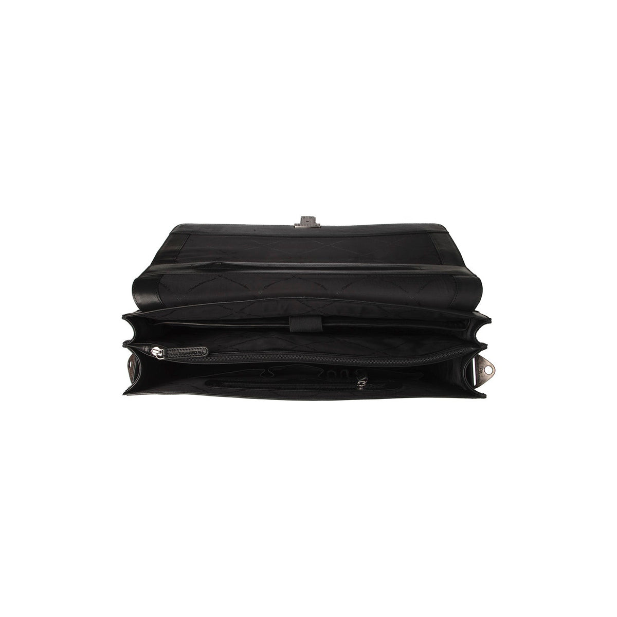 Solid Antique Brass Hardware &amp; Heavy-Duty Dual Zipper Detail on Salvatore Full-Grain Leather Briefcase para Hombre