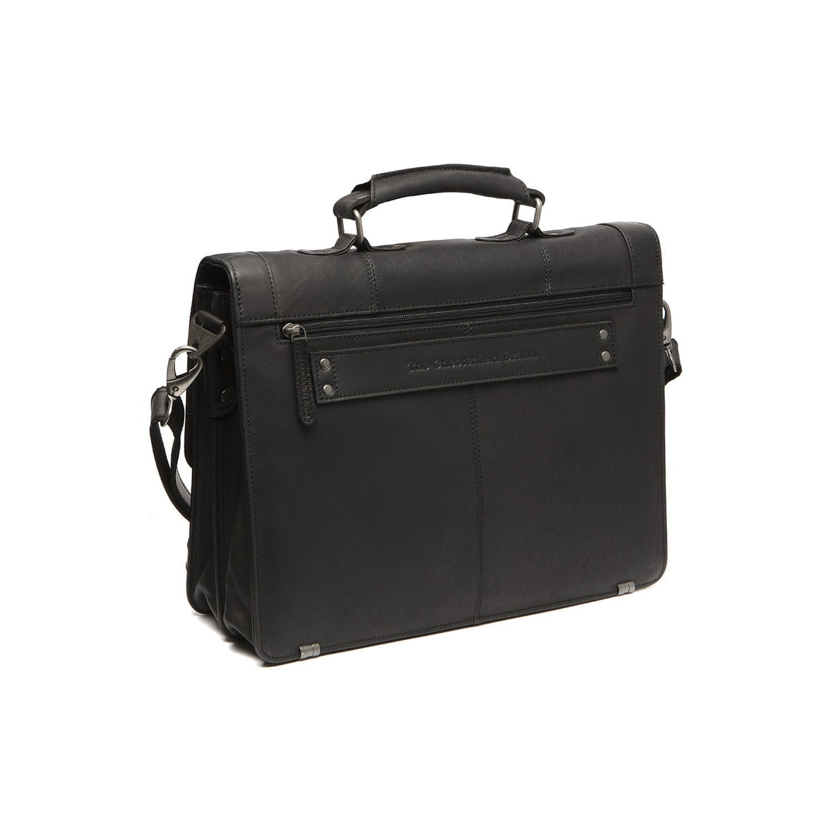 Solid Antique Brass Hardware &amp; Heavy-Duty Dual Zipper Detail on Stuttgart Full-Grain Leather Briefcase para Mujer