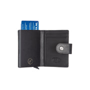 
Classic 100% Full-Grain Leather Card Holder - Perspectiva trasera con correas de cuero reforzadas