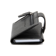 Solid Antique Brass Hardware &amp; Heavy-Duty Dual Zipper Detail on Larino Full-Grain Leather Card Holder para Mujer