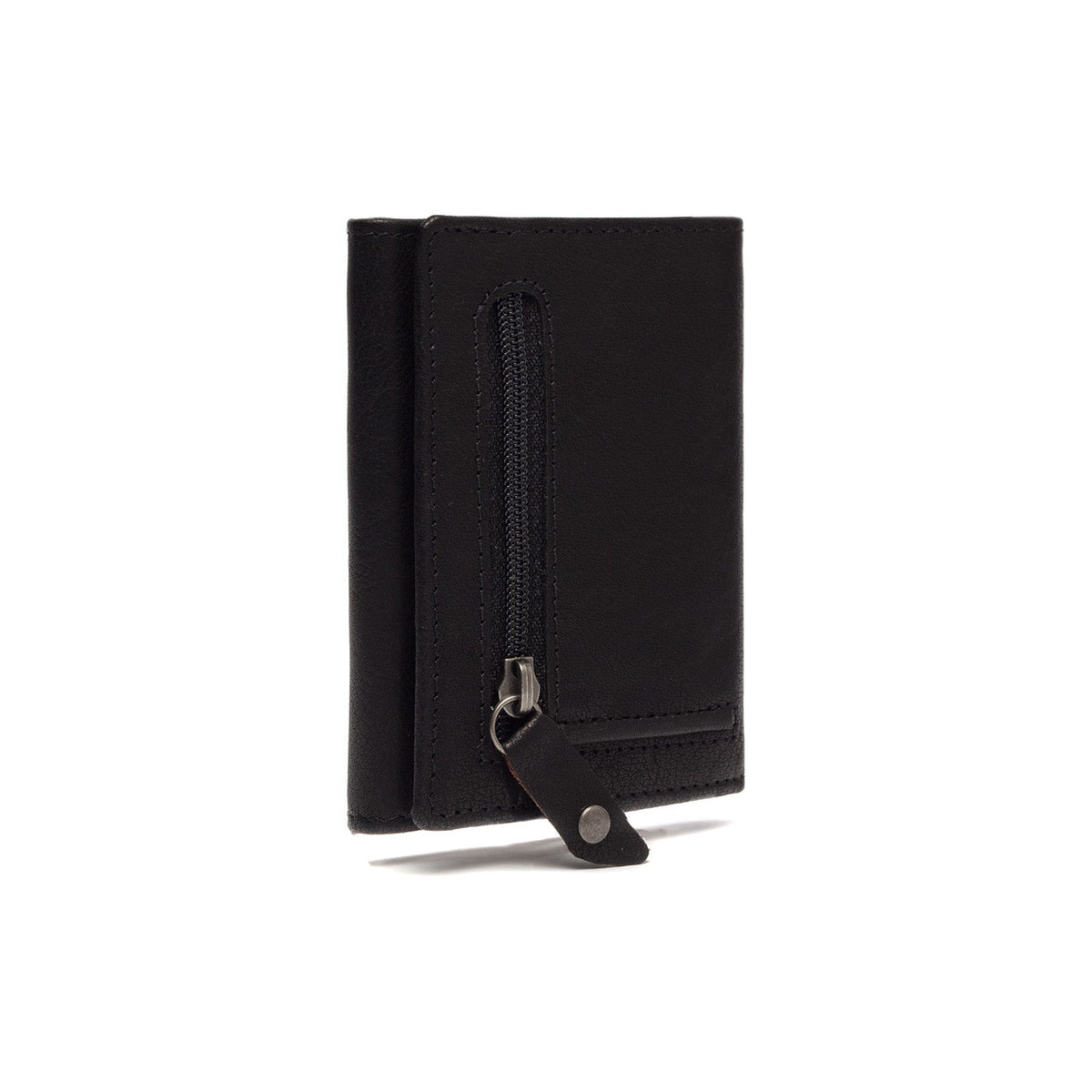 Solid Antique Brass Hardware &amp; Heavy-Duty Dual Zipper Detail on Paris Full-Grain Leather Card Holder para Mujer
