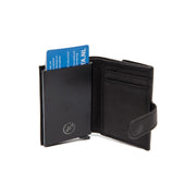 
Classic 100% Full-Grain Leather Card Holder - Perspectiva trasera con correas de cuero reforzadas