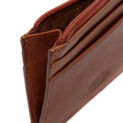 Cognac Leather Card Wallet para Mujer, detail view 3