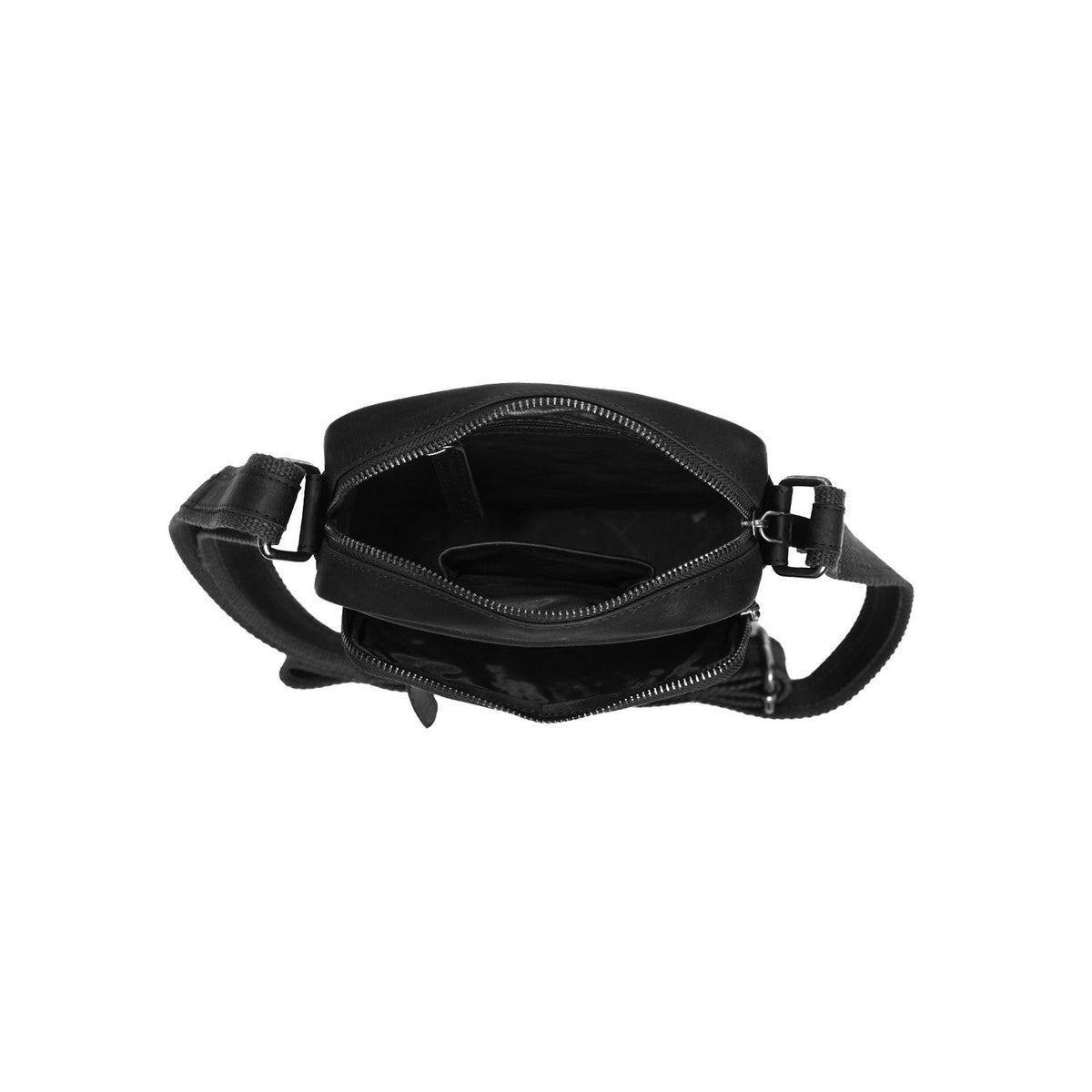 Birmingham Full-Grain Leather Crossbody Bag para Hombre - Structured Side Profile Showing Gusset Depth &amp; Expansion Capacity