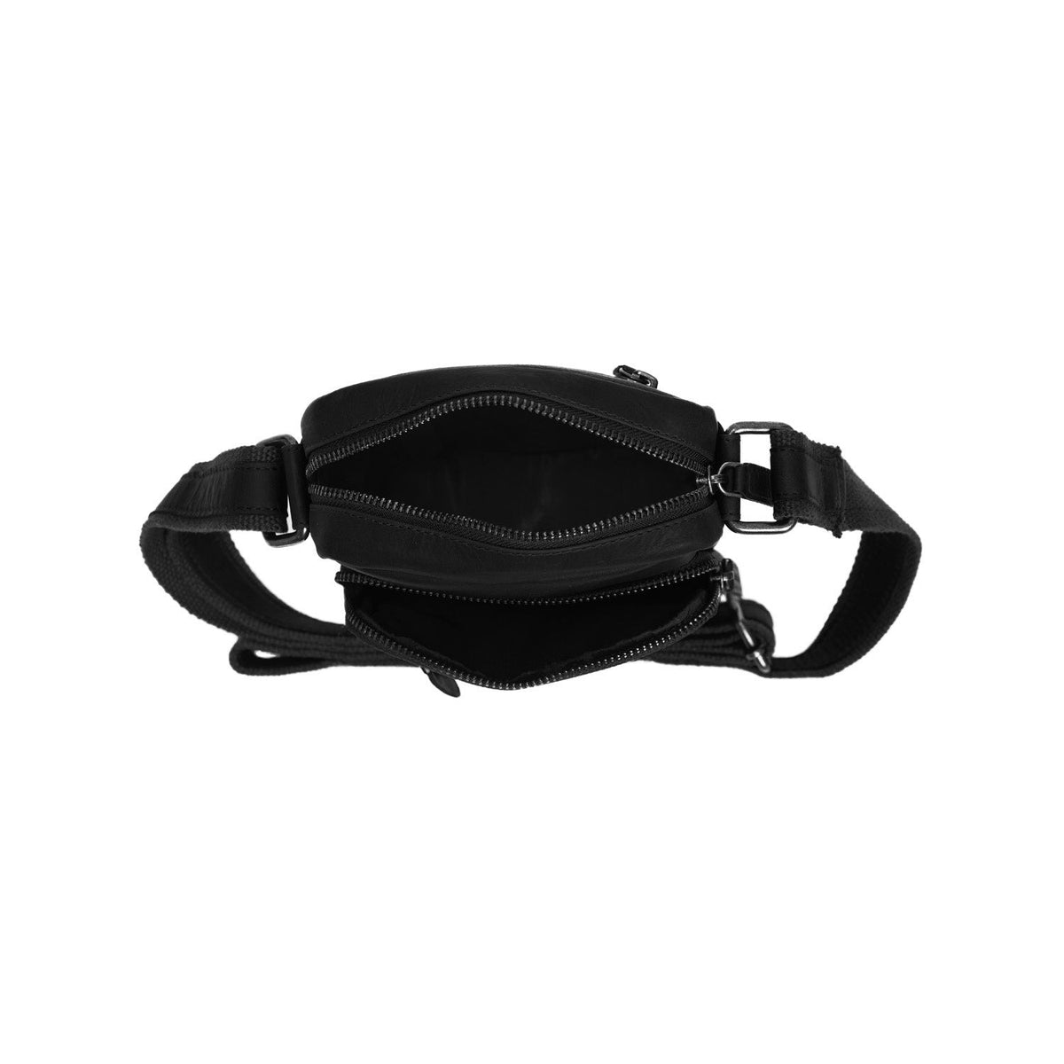 Bremen Full-Grain Leather Crossbody Bag para Hombre - Structured Side Profile Showing Gusset Depth &amp; Expansion Capacity