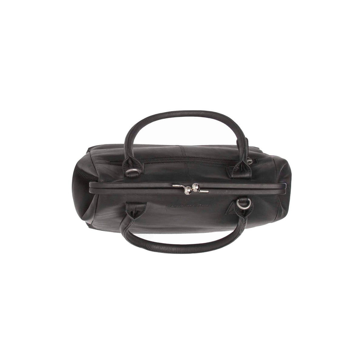 Detalle de cerca of Classic Collar &amp; Heavy-Duty Zipper Hardware on Dorin Full-Grain Leather Handbag para Mujer