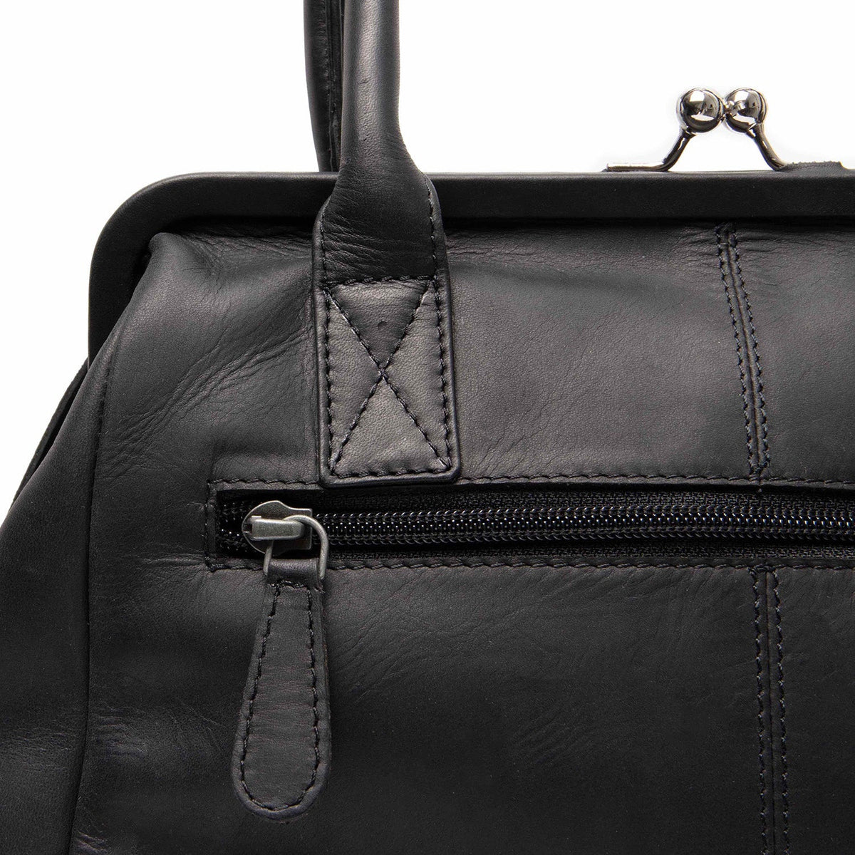 Dorin Full-Grain Leather Handbag para Mujer - Vista de perfil lateral con corte ergonómico de manga