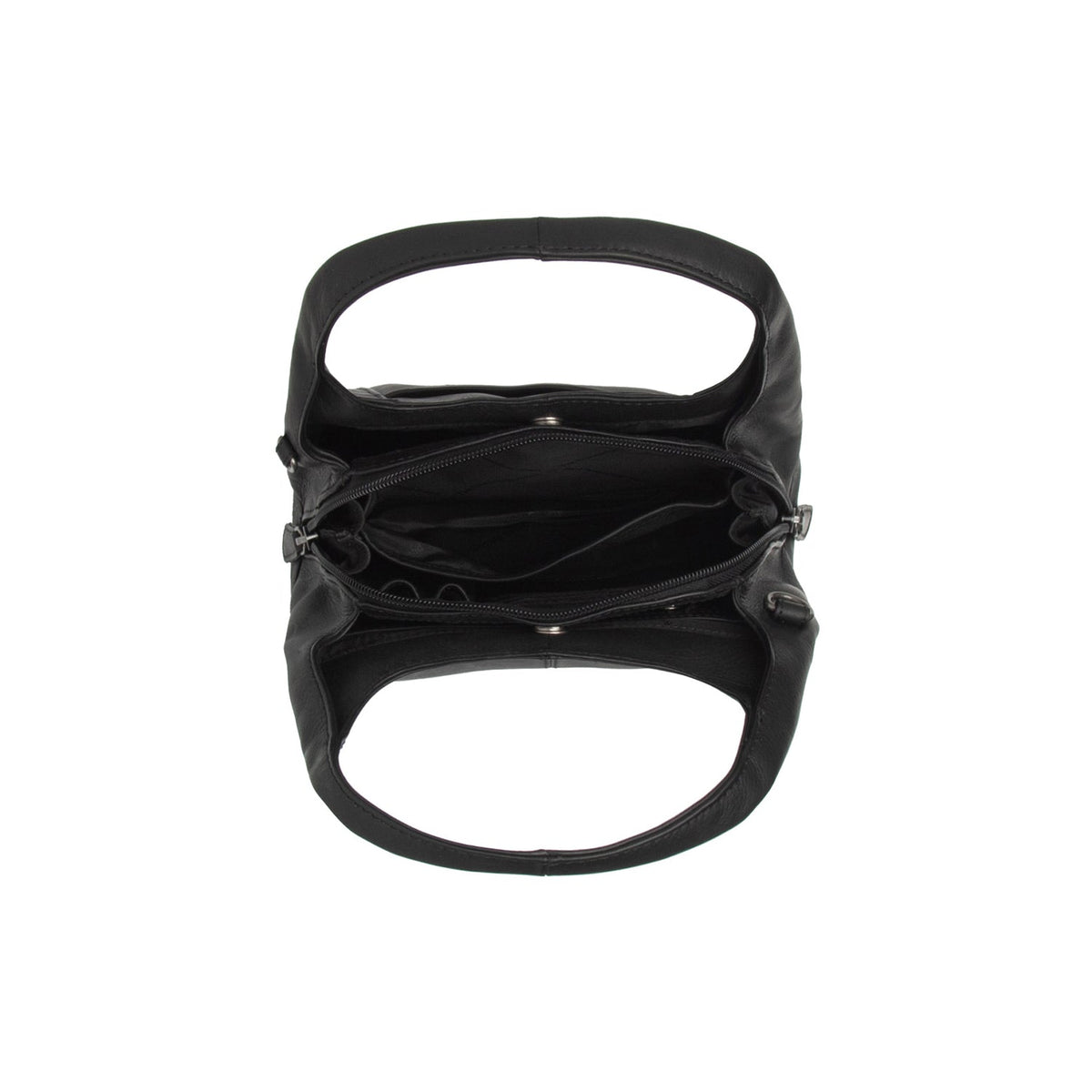 Detalle de cerca of Classic Collar &amp; Heavy-Duty Zipper Hardware on Lunera Full-Grain Leather Handbag para Mujer
