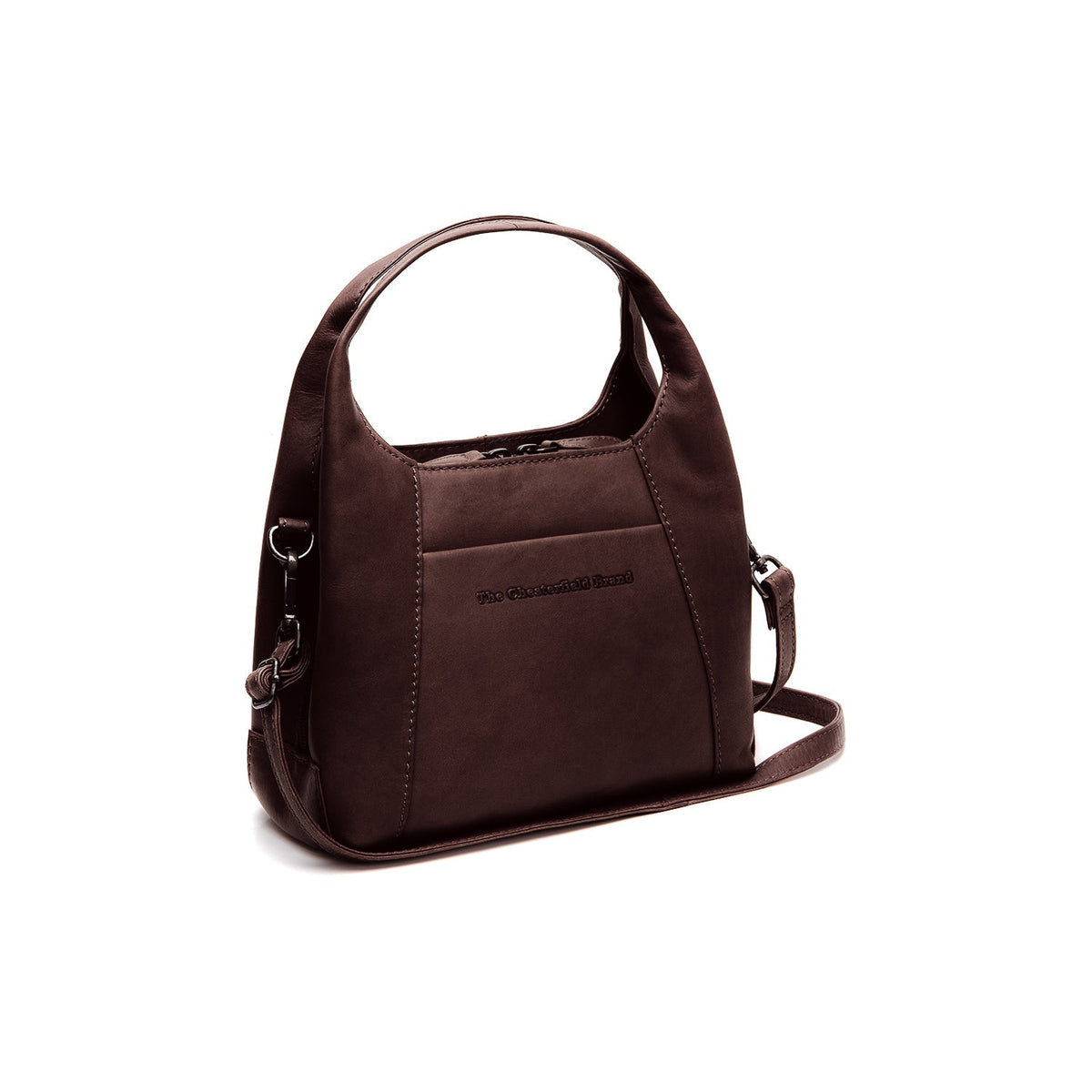 Tailored Rib Cuffs &amp; Hem Craftsmanship Construction Detail on Lunera Full-Grain Leather Handbag para Mujer