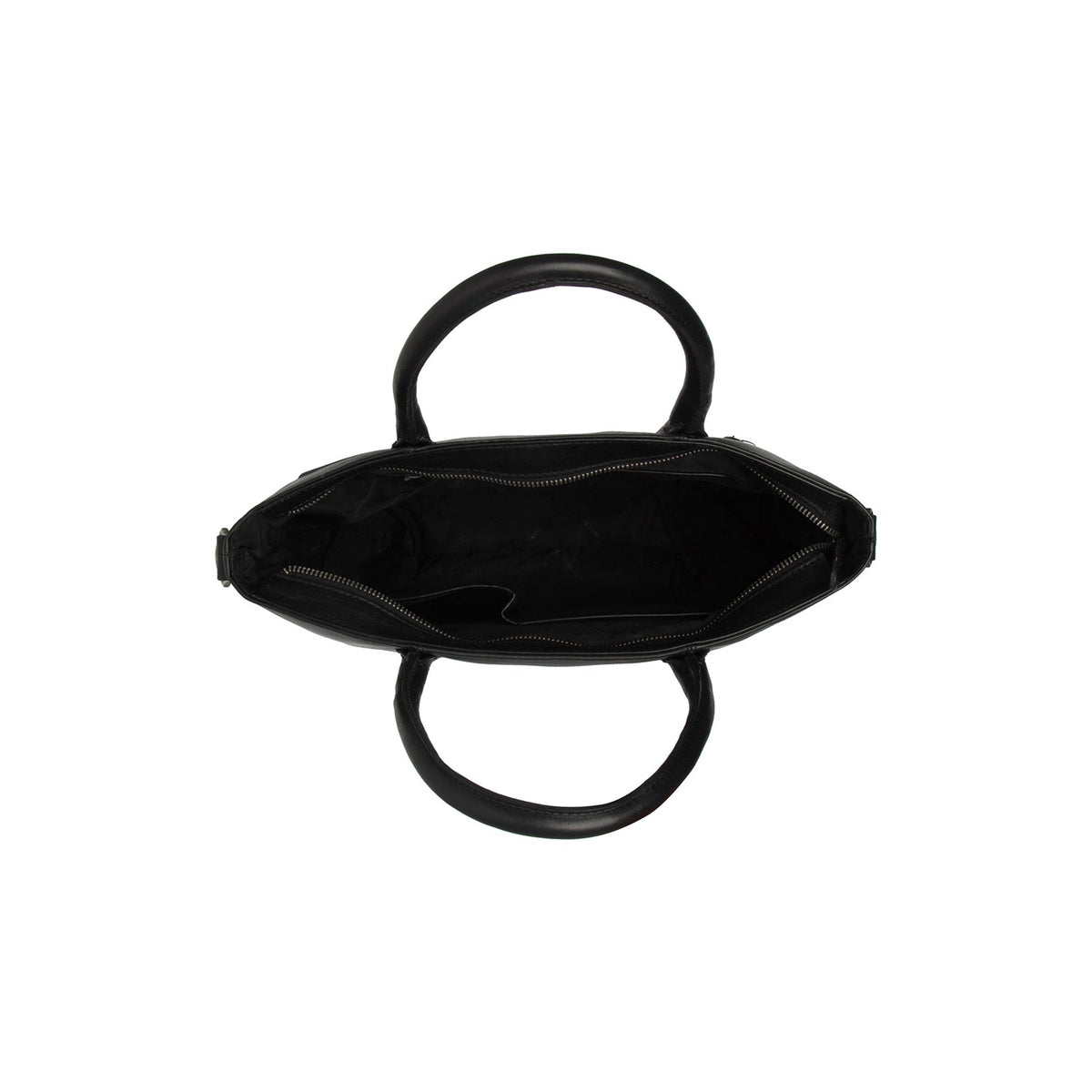 
Pergamino Bolso de mano de cuero flor - Vista lateral mostrando el corte ergonómico de mangas
