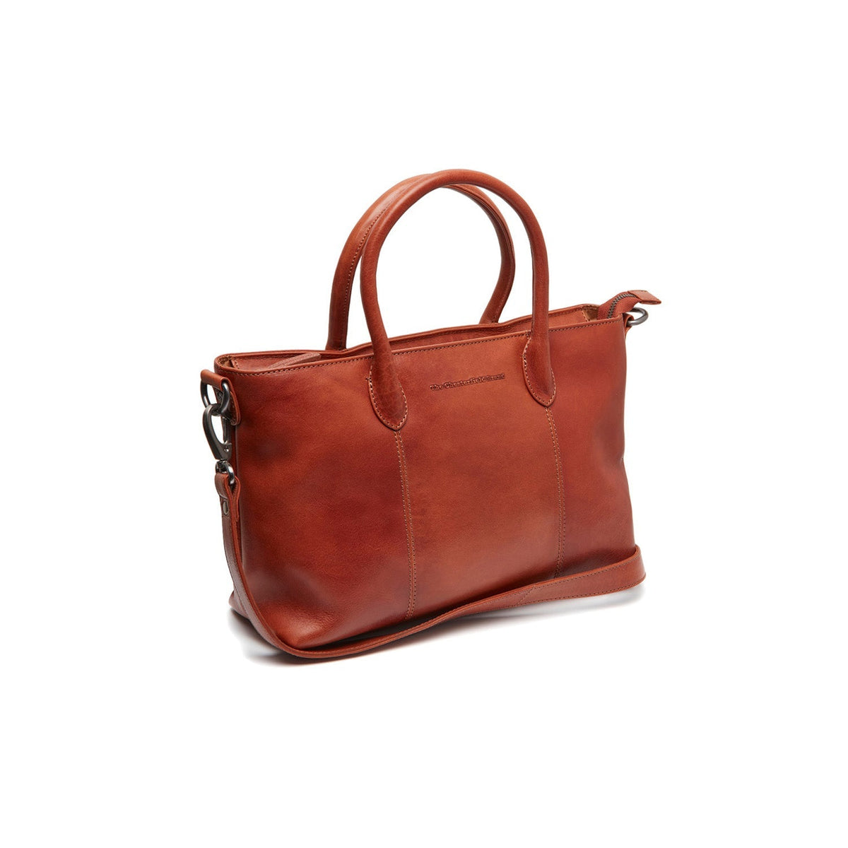 
Tailored Rib Cuffs & Hem Craftsmanship Construction Detail on Pergamino Bolso de mano de cuero flor