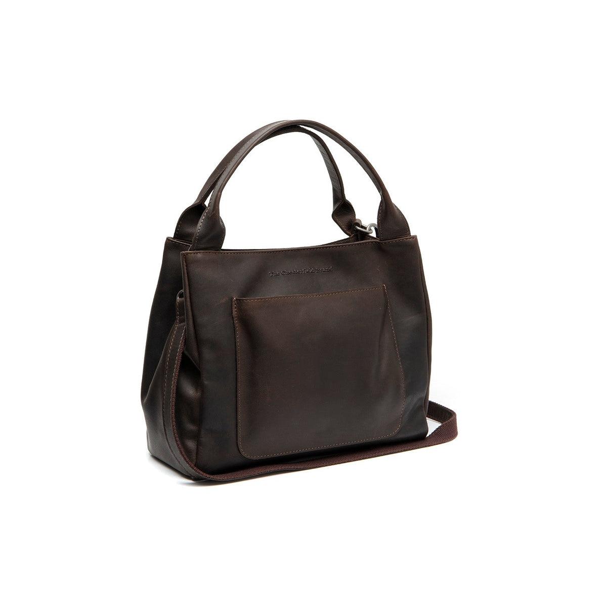 Styled Fit Perspective of Tenara Full-Grain Leather Handbag para Mujer on Model - Natural Daylight Drape