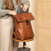 Savona Full-Grain Leather Laptop Backpack para Mujer – Vista alternativa del producto 3