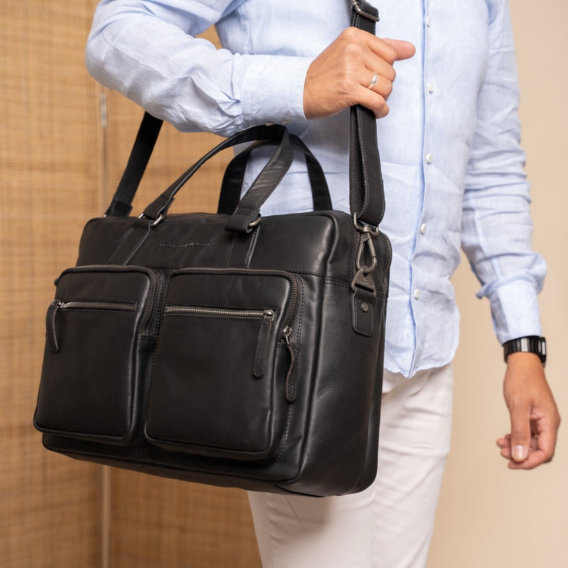 Misha Full-Grain Leather Laptop Bag para Mujer