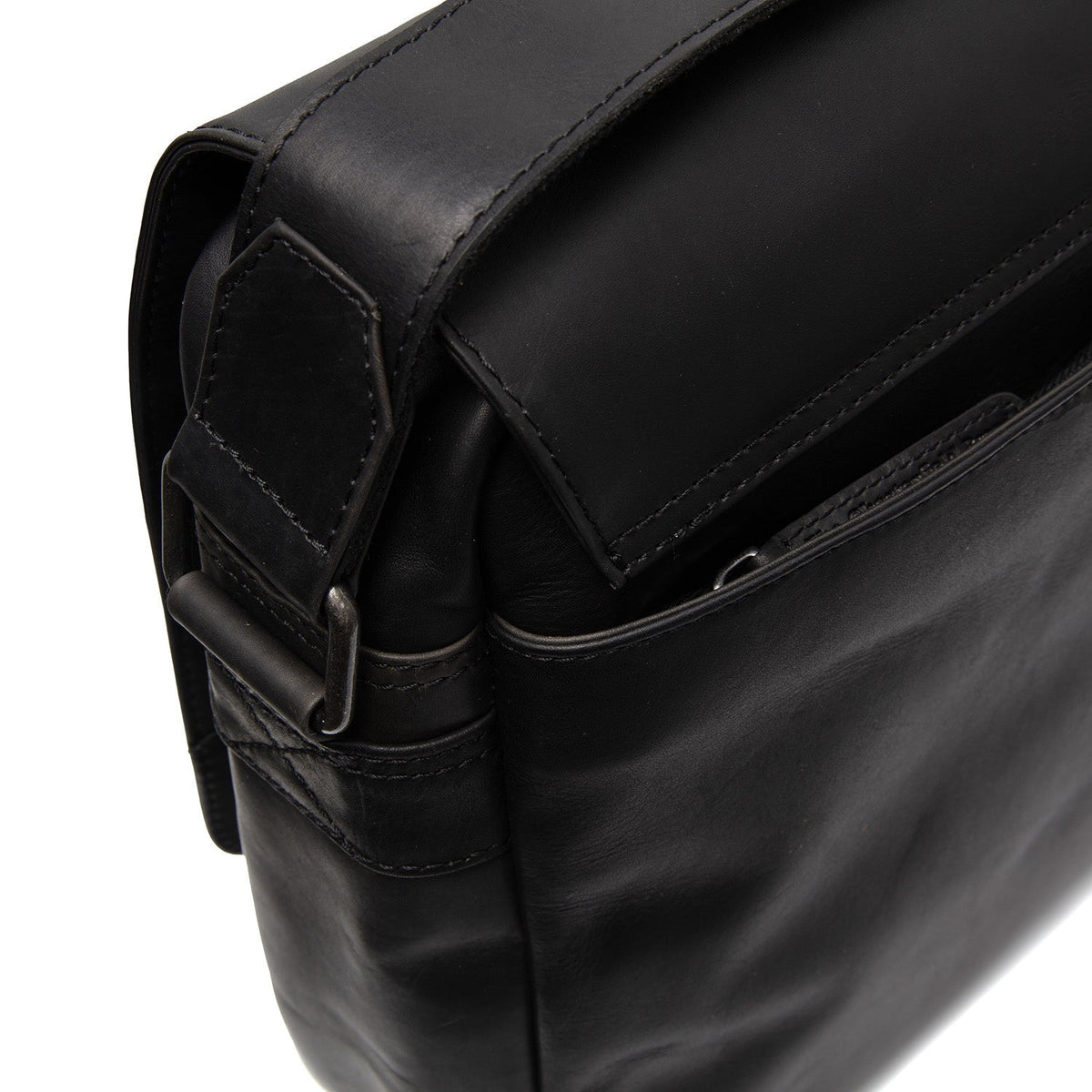 Solid Antique Brass Hardware &amp; Heavy-Duty Dual Zipper Detail on Richard Full-Grain Leather Laptop Bag para Hombre
