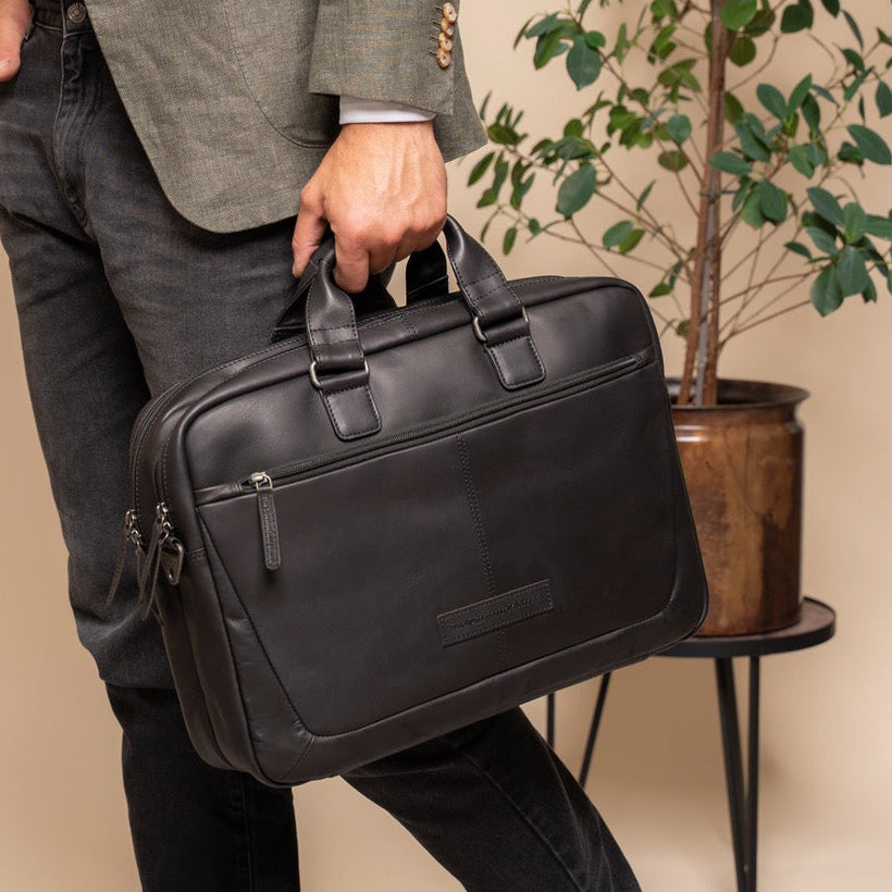 Seth Full-Grain Leather Laptop Bag para Hombre