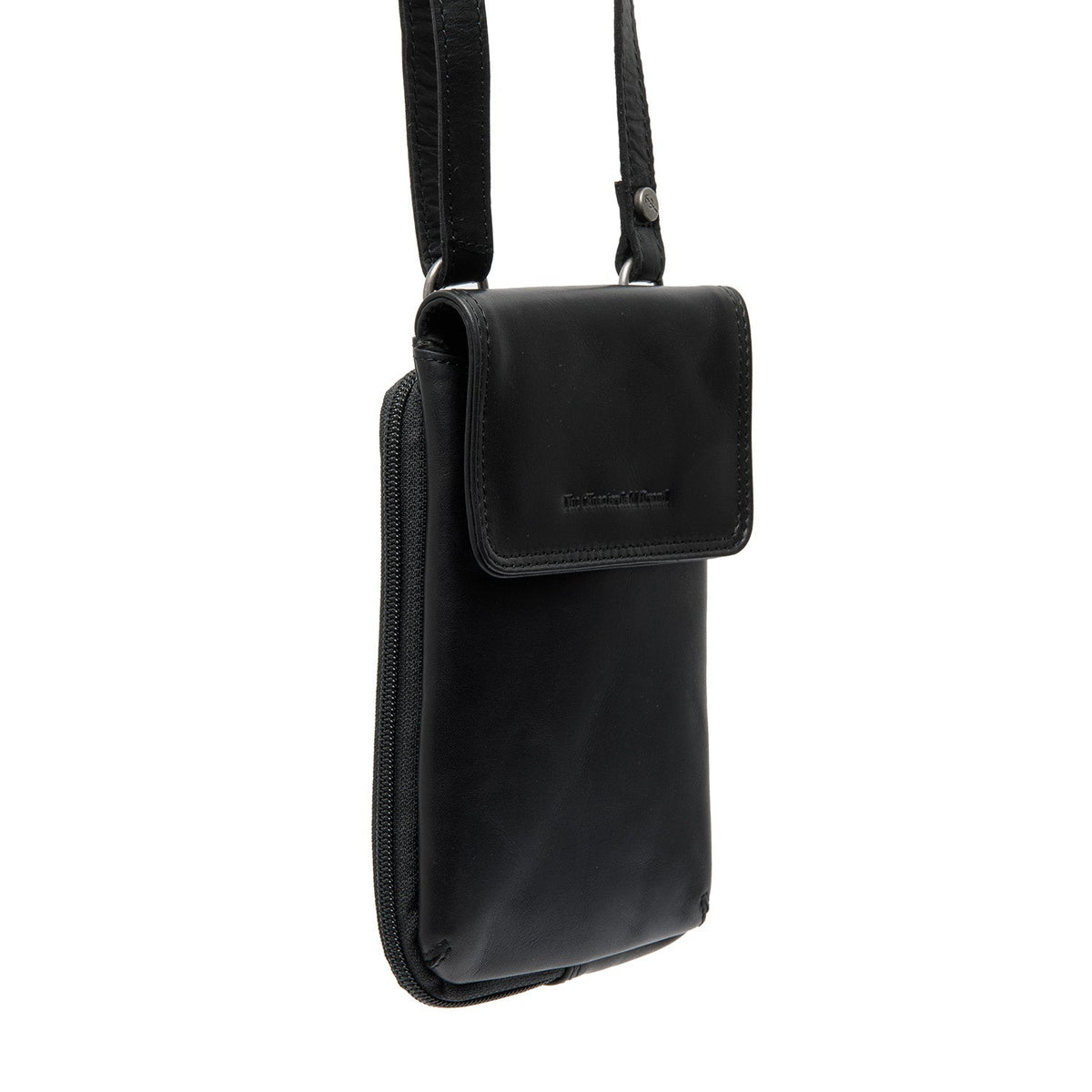 Langley Full-Grain Leather Phone Bag para Mujer in Classic 100% Full-Grain Leather - Vista frontal y silueta a medida | Comprar online