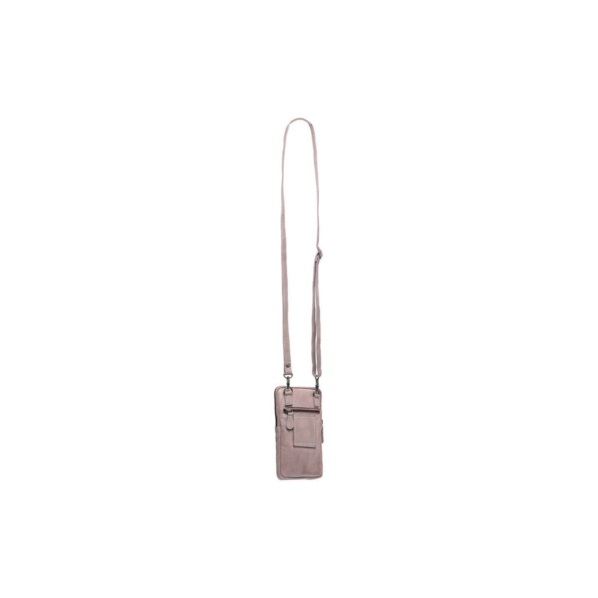 Styled Fit Perspective of Salta Cuero flor integral Phone Bag on Model - Natural Daylight Drape