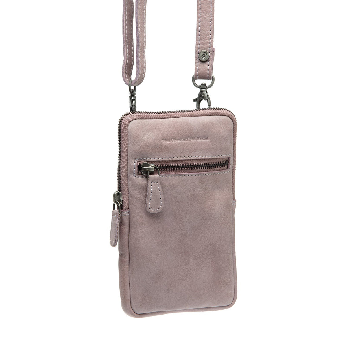 Salta Cuero flor integral Phone Bag in Classic 100% Full-Grain Leather - Vista frontal y silueta a medida | Comprar online