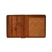 Cognac Leather Portfolio Barnet para Mujer, detail view 1