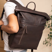 Liverpool Full-Grain Leather Roll-top Backpack – alternate product view 2