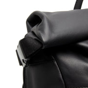 Mazara Full-Grain Leather Roll-top Backpack para Mujer - Structured Side Profile Showing Gusset Depth &amp; Expansion Capacity