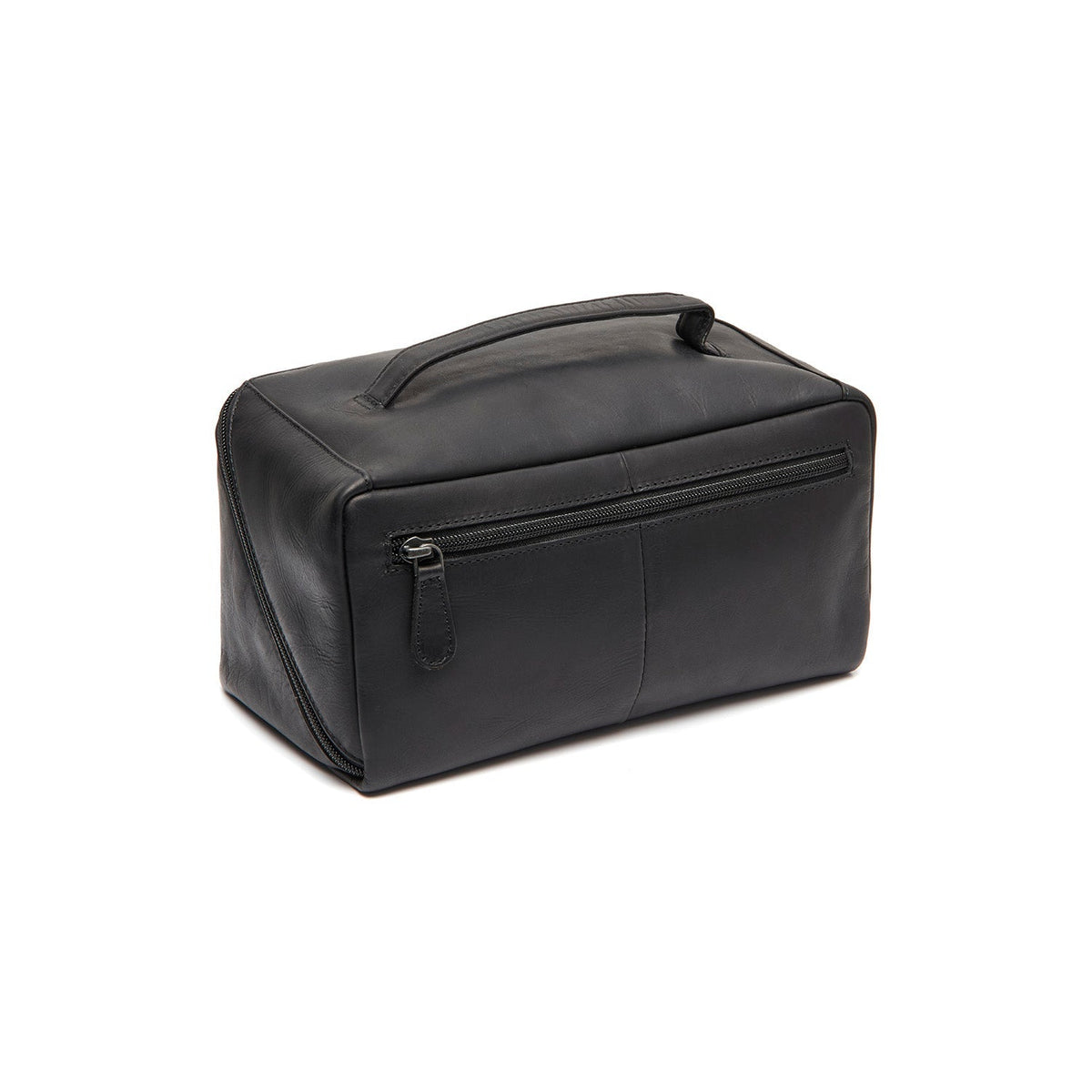 Tailored Rib Cuffs &amp; Hem Craftsmanship Construction Detail on Trevia Full-Grain Leather Toiletry Bag para Mujer