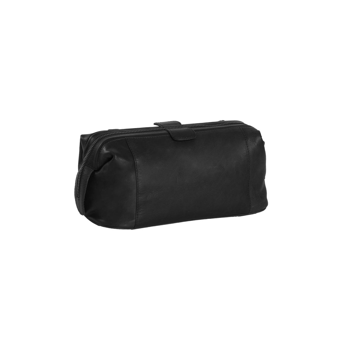 Detalle de cerca of Classic Collar &amp; Heavy-Duty Zipper Hardware on Vince Full-Grain Leather Toiletry Bag para Mujer