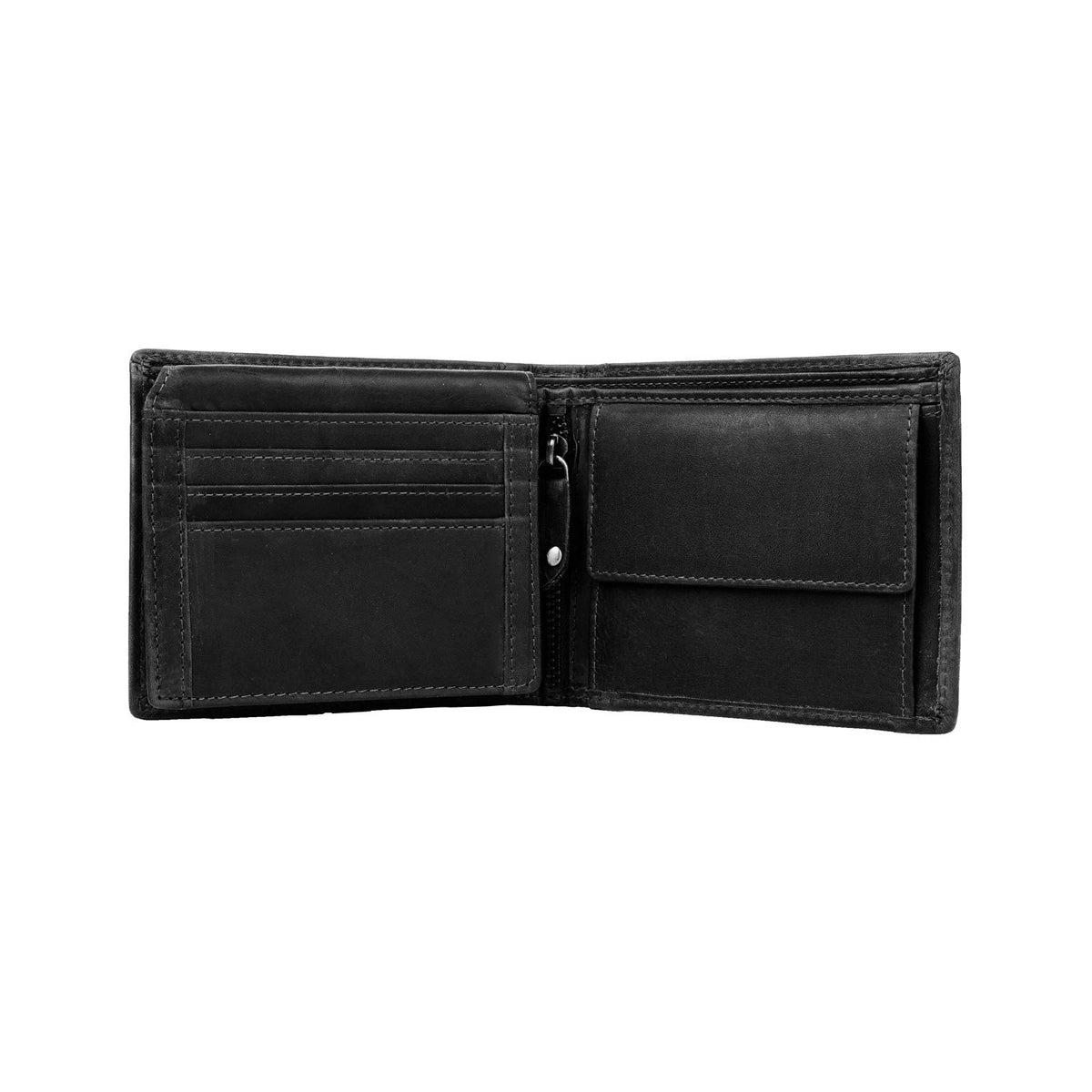 Alvina Full-Grain Cartera de Cuero para Hombre - Structured Side Profile Showing Gusset Depth &amp; Expansion Capacity