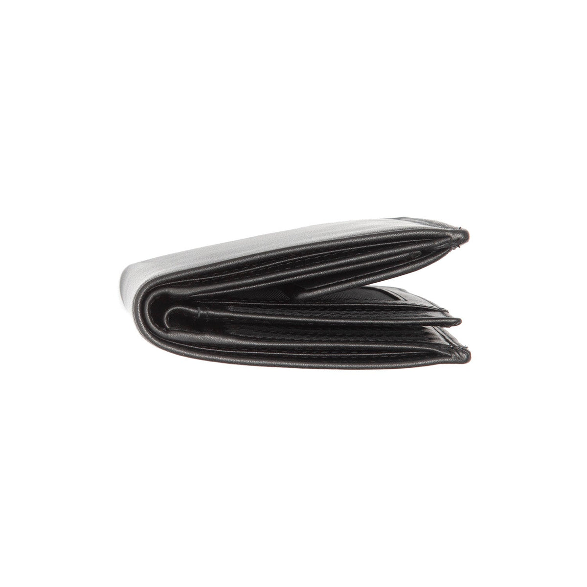 Hanson Full-Grain Cartera de Cuero para Hombre - Structured Side Profile Showing Gusset Depth &amp; Expansion Capacity