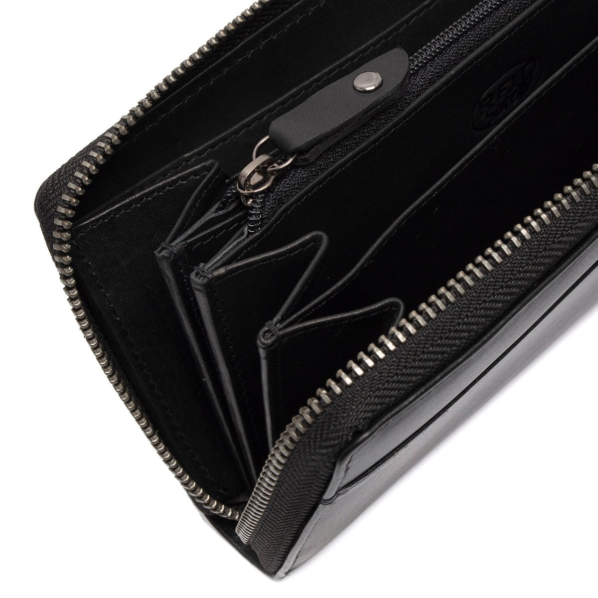 
Classic 100% Full-Grain leather Wallet - Perspectiva trasera con correas de cuero reforzadas