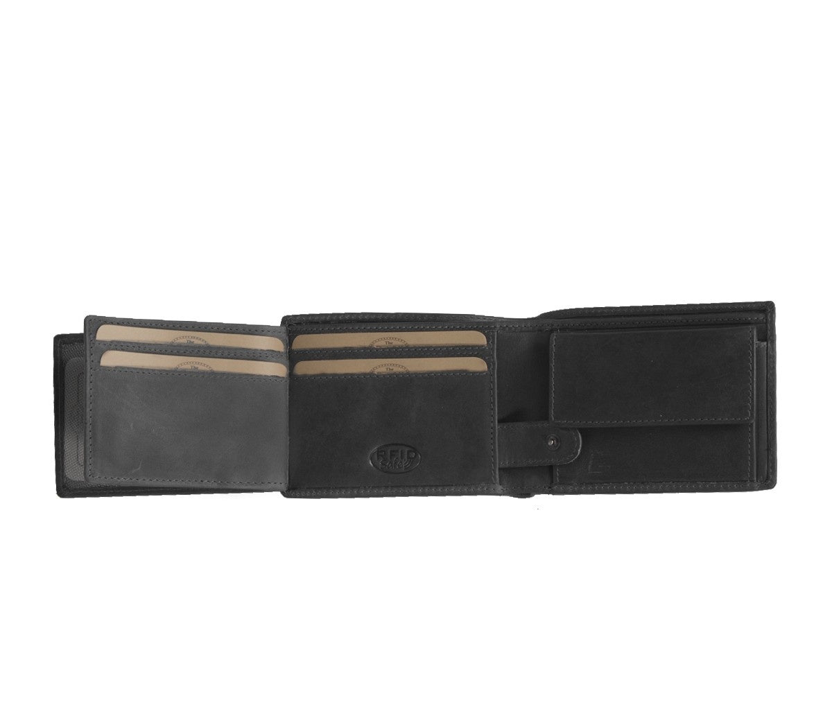 Solid Antique Brass Hardware &amp; Heavy-Duty Dual Zipper Detail on Marvin Full-Grain Cartera de Cuero para Hombre