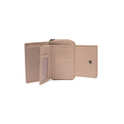Solid Antique Brass Hardware &amp; Heavy-Duty Dual Zipper Detail on Orveta Full-Grain Cartera de Cuero para Mujer
