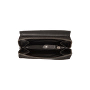 
Solid Antique Brass Hardware & Heavy-Duty Dual Zipper Detail on Salviano Billetera de cuero flor