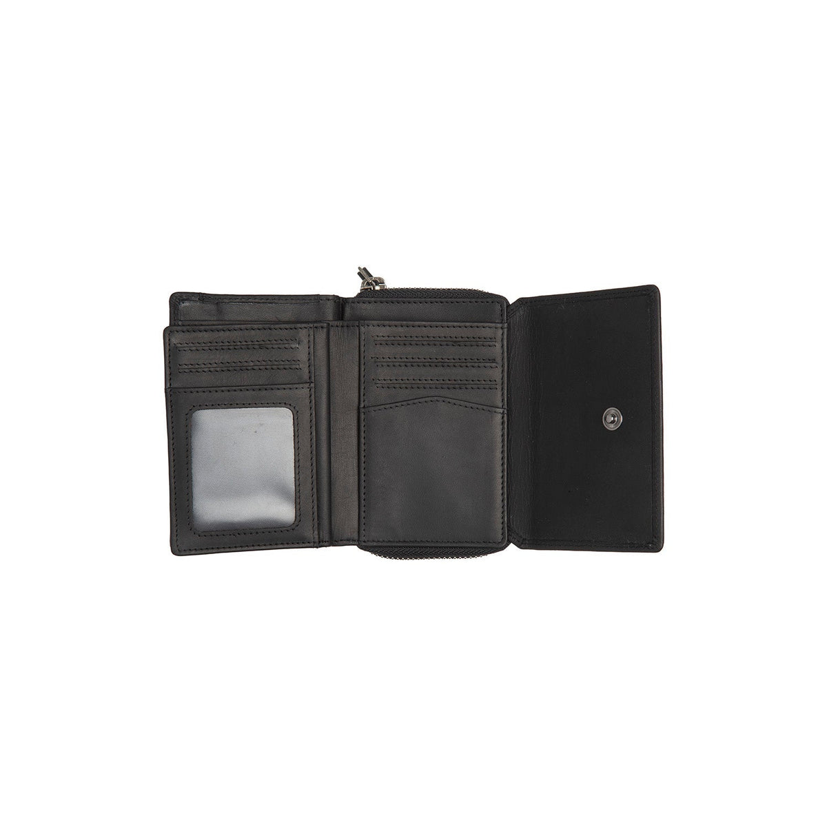 Sorraia Cuero flor integral Wallet - Structured Side Profile Showing Gusset Depth &amp; Expansion Capacity