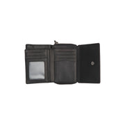 Sorraia Cuero flor integral Wallet - Structured Side Profile Showing Gusset Depth &amp; Expansion Capacity