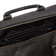 Solid Antique Brass Hardware &amp; Heavy-Duty Dual Zipper Detail on Portsmouth Full-Grain Leather Weekender Bag para Mujer