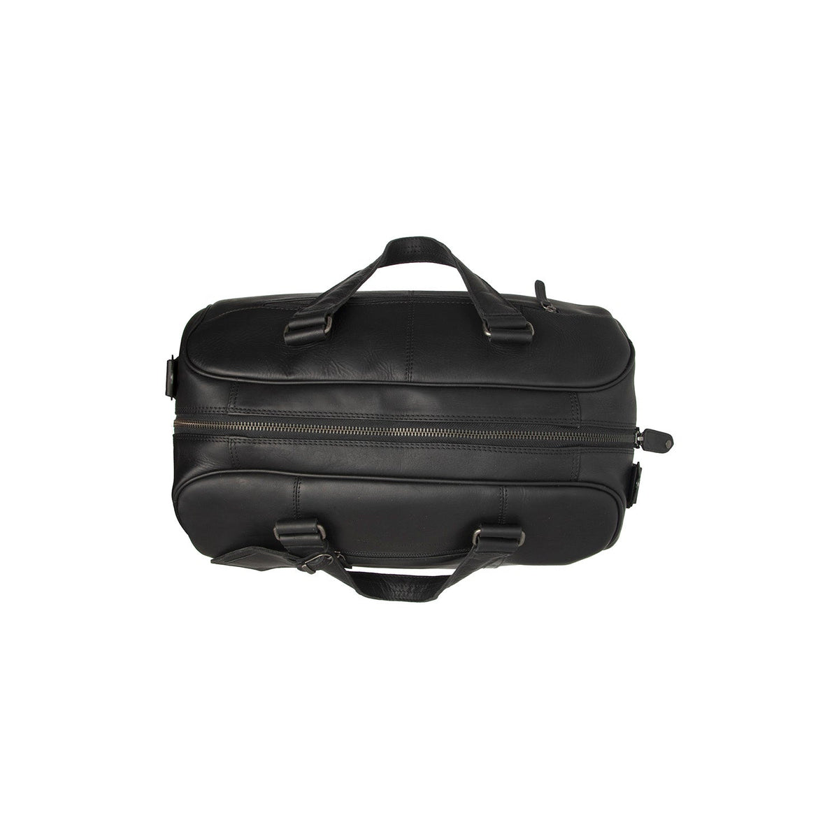 
Solid Antique Brass Hardware & Heavy-Duty Dual Zipper Detail on Volenza Bolsa de viaje weekender de cuero flor