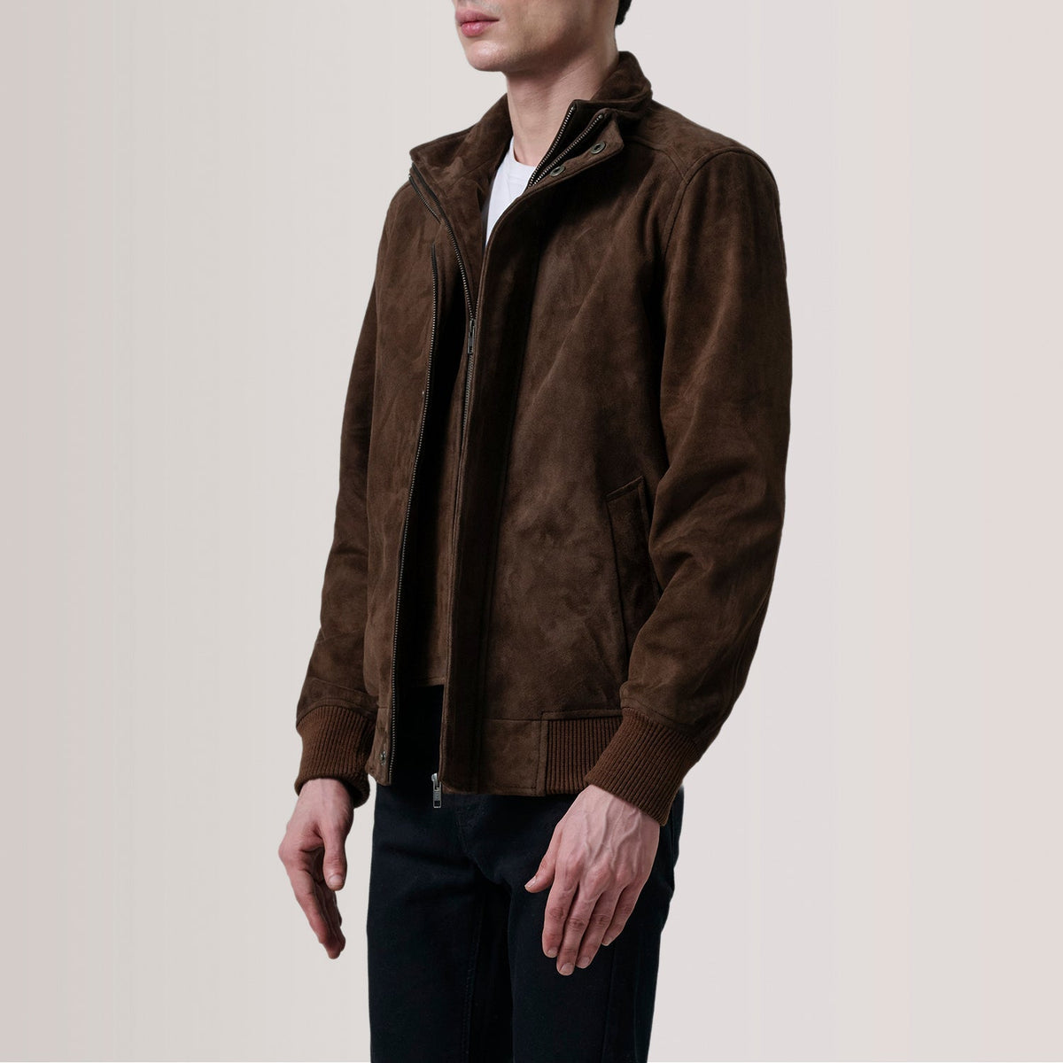 Lester Marrón Suede Cazadora Bomber de Cuero para Hombre – Vista alternativa del producto 4