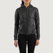 Luna Hooded Cazadora Bomber de Cuero para Mujer – Vista alternativa del producto 4