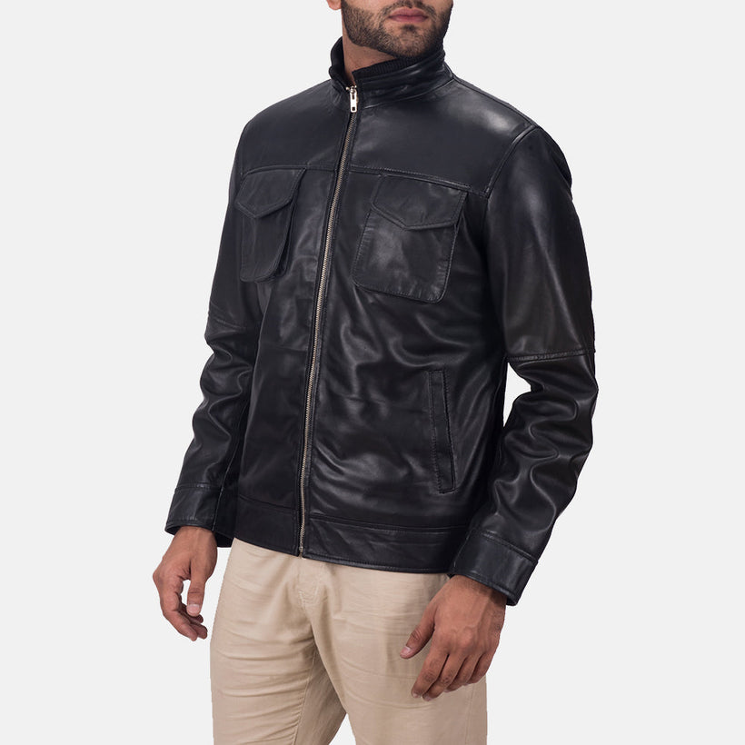 Maurice Negro Chaqueta de Cuero para Hombre